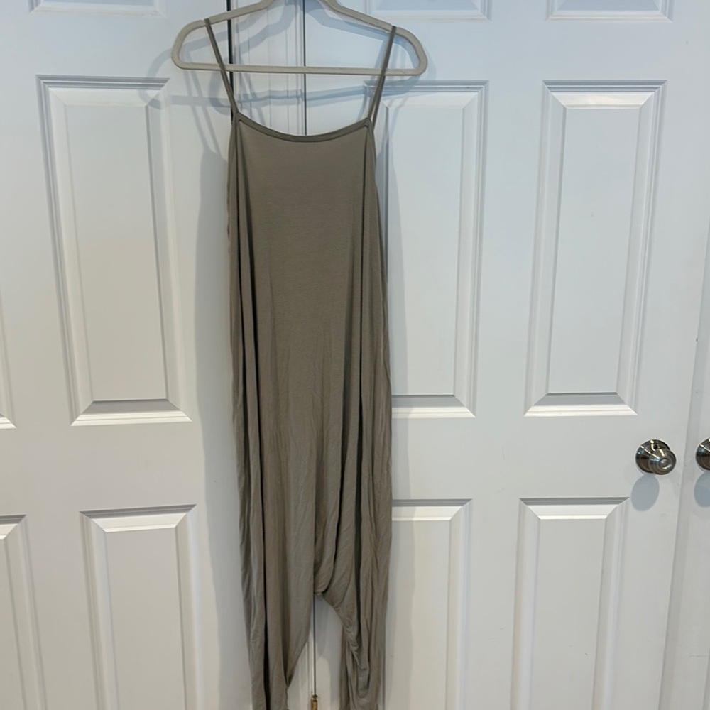 We The Free Brown Asymmetrical Slip Jumpsuit